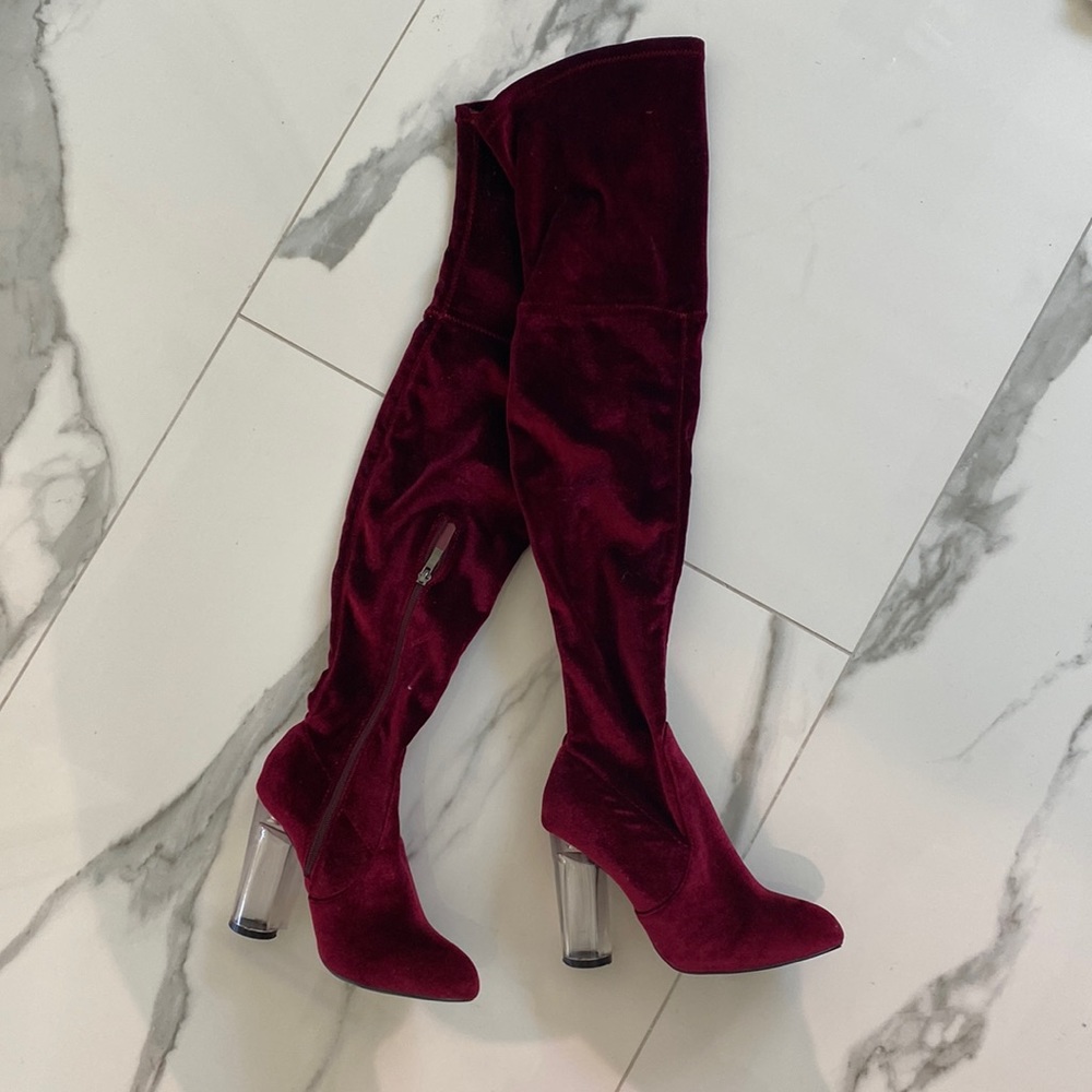 Gorgeous acrylic heel boots